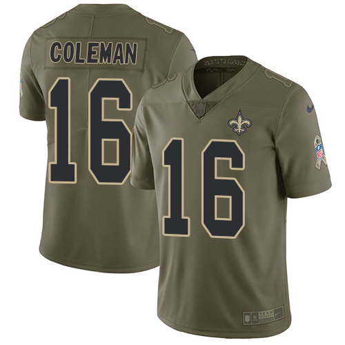 Nike Saints #16 Brandon Coleman Olive Youth Stitched NFL Limited Salute to Service Jersey